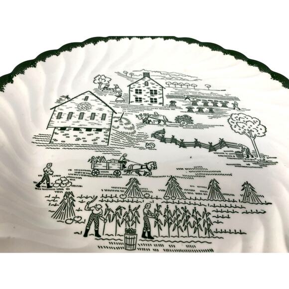 Countryside 12" Underglaze Chop Serving Platter Print Amish Harvest Royal China - Picture 7 of 9